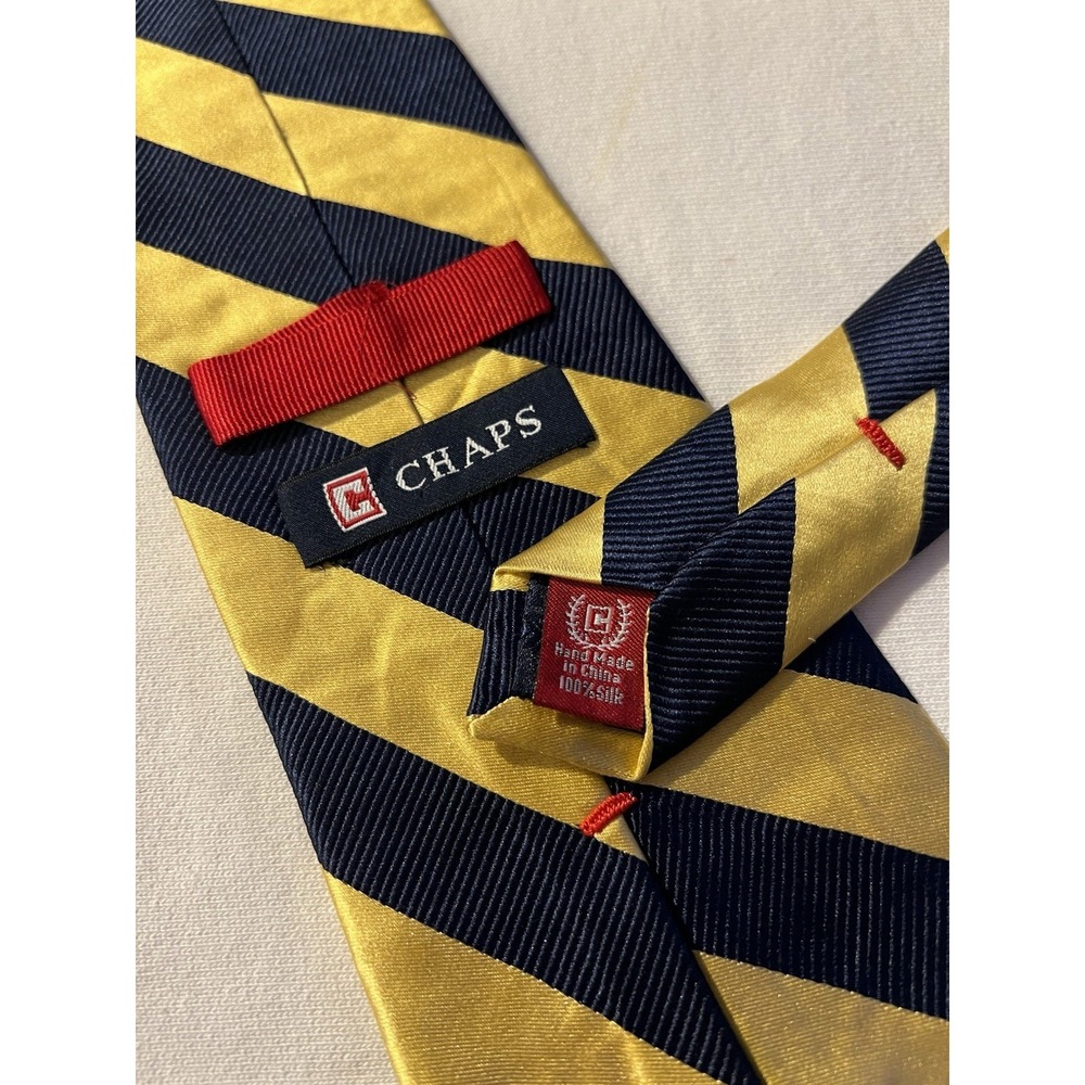 Chaps	Gold Navy Stripes Twill Woven Repp	100% Silk	Tie Necktie Regiment